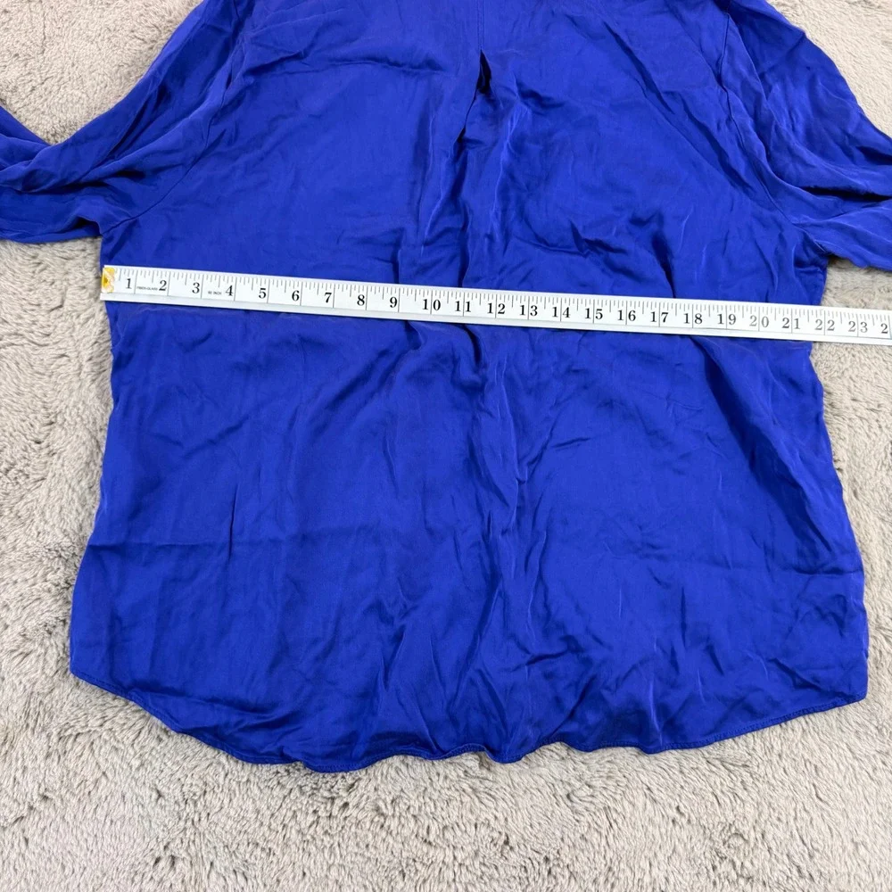 Chico's Size 3 (XL) Blue Ruffle Neck Long Sleeve Blouse Top Women's Career - Picture 3 of 9